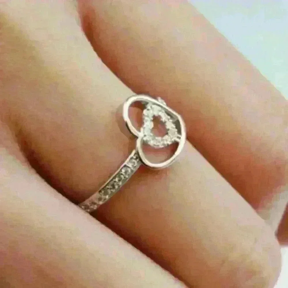 New Two Hearts Silver Ring - Picture 2 of 2
